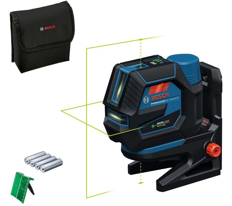 Professional Laser Combiné Gcl 12v-50-22 Cg (jusqu'a 50m, Dual Power, Support Rm 20, 4 Piles 1,5v L