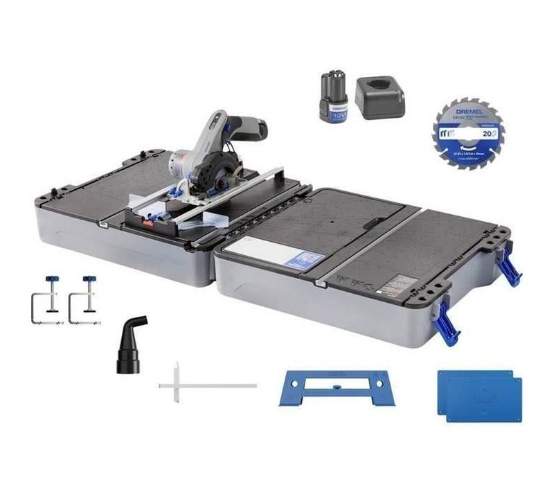 Station De Sciage Compacte Sans Fil 12 V - Mallette 2-en-1, Guide Laser