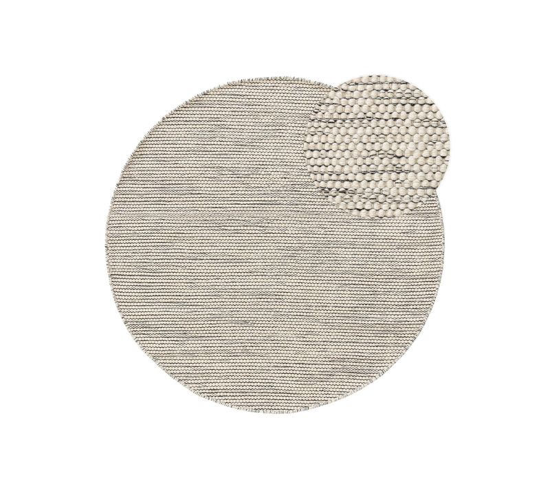 Tapis De Laine Rocco Beige/noir  150 Cm Rond