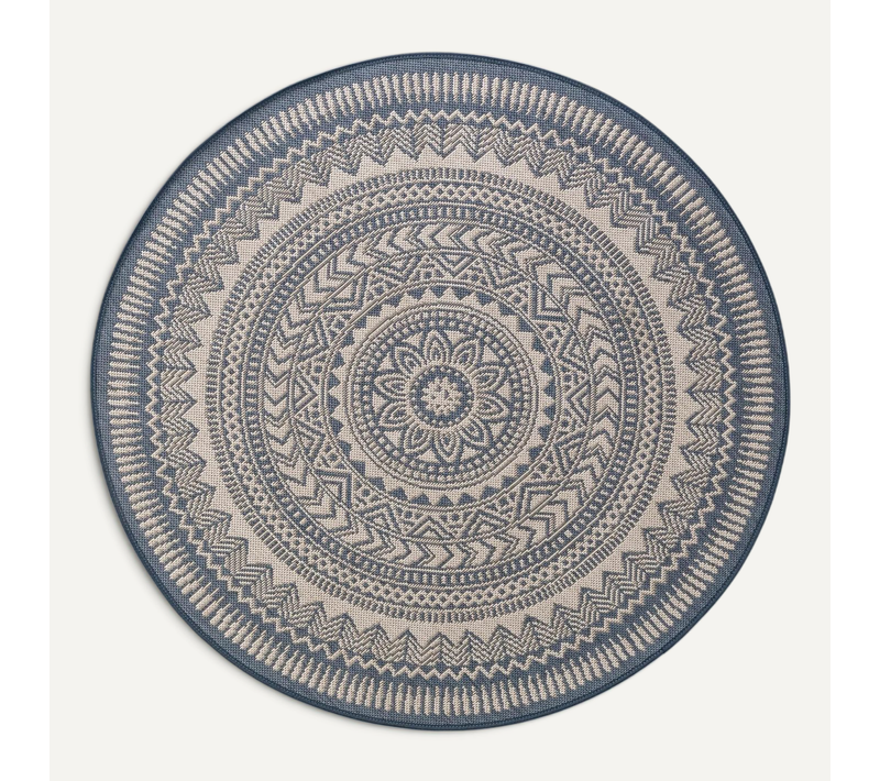 Tapis D'extérieur Et Intérieur Metro Bleu 120 Cm Rond