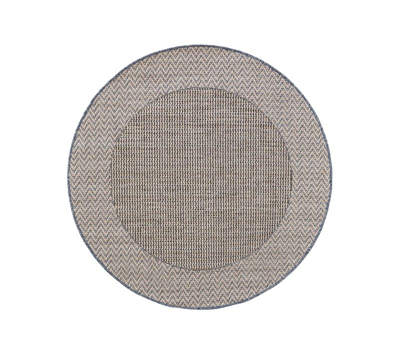 Tapis D'extérieur Et Intérieur  Rond River Beige/bleu  130 Cm Rond