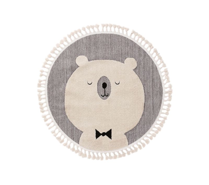 Tapis Enfant Momo Gris  120 Cm Rond