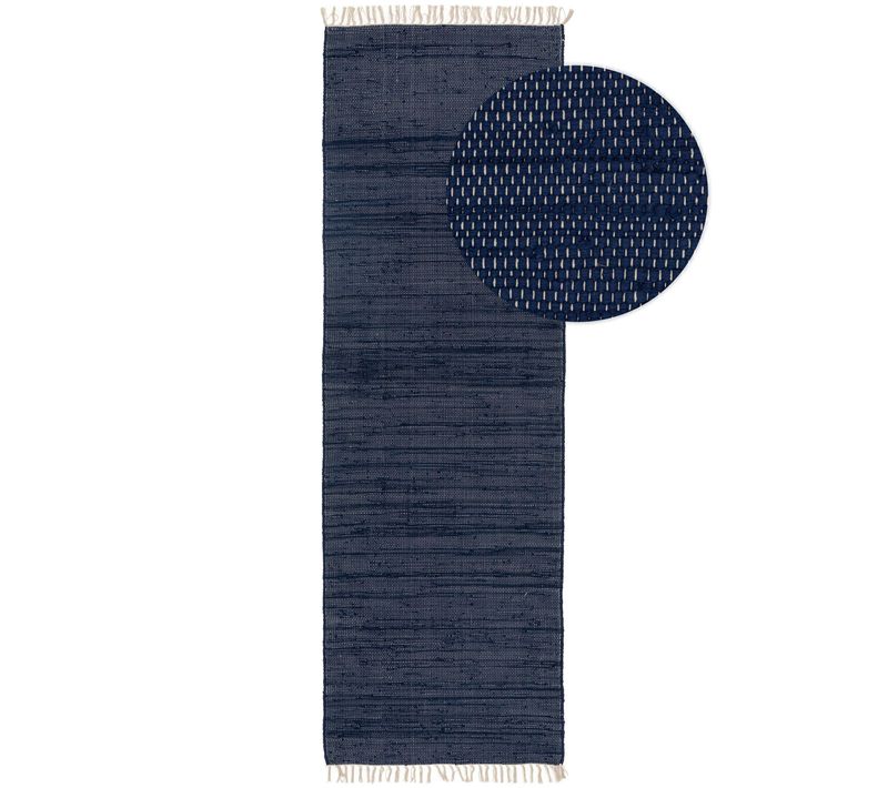 Tapis Fabriqué À Partir De Matériaux Recyclés Tom Bleu Foncé 70x200 Cm