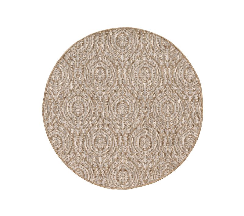 Tapis D'extérieur Et Intérieur Rond Cleo Crème/beige 120 Cm Rond