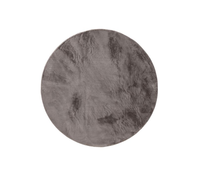 Tapis En Fausse Fourrure Furry Gris 120 Cm Rond