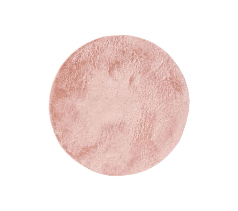Tapis En Fausse Fourrure Furry Rose 80 Cm Rond