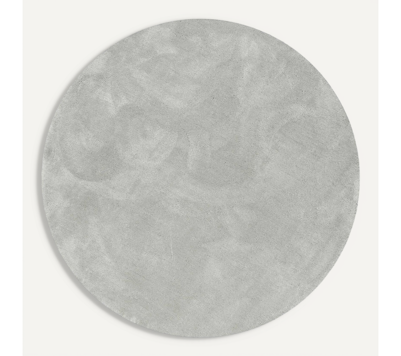 Tapis Rond 120 Cm Poils Longs Microfibre Douce Gris Clair Emilia