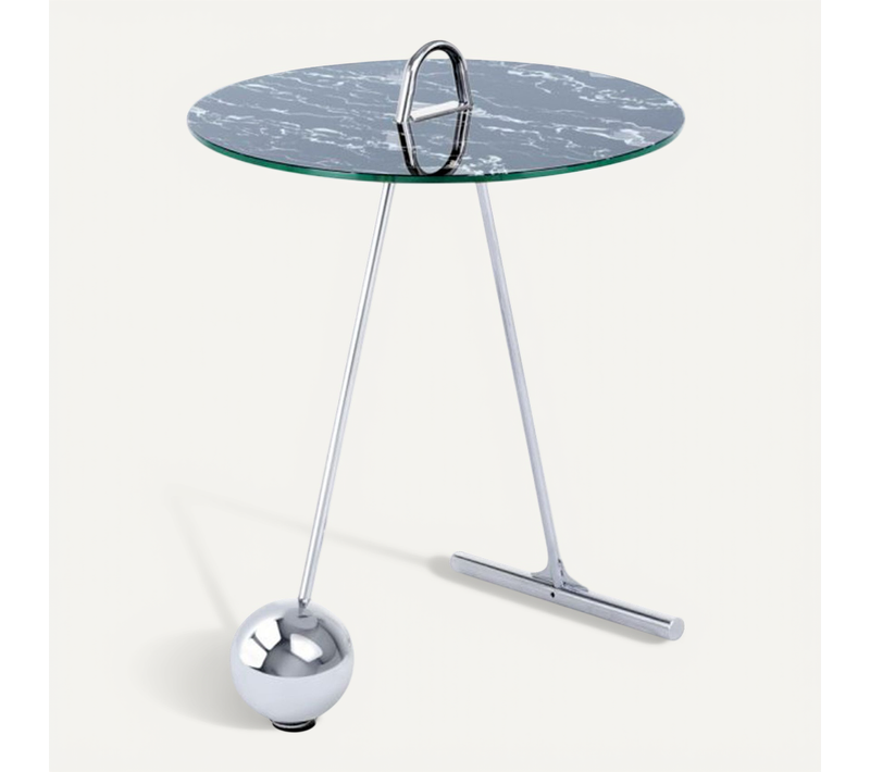 Table D'appoint Design "pendule" 60cm Argent et Noir