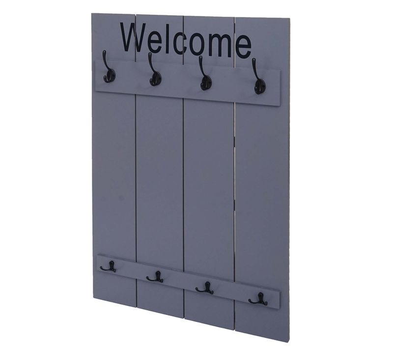 Patère Mural Hwc-c89 Welcome Vintage 91x60cm Gris-bleu