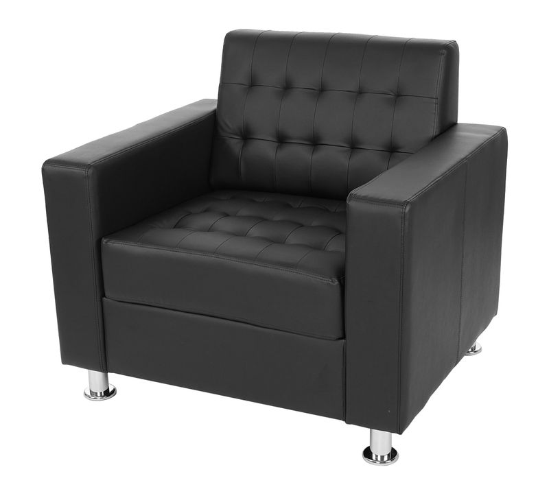 Fauteuil Kunda, Fauteuil De Salon / Club, Pieds Métalliques ~ Similicuir, Noir