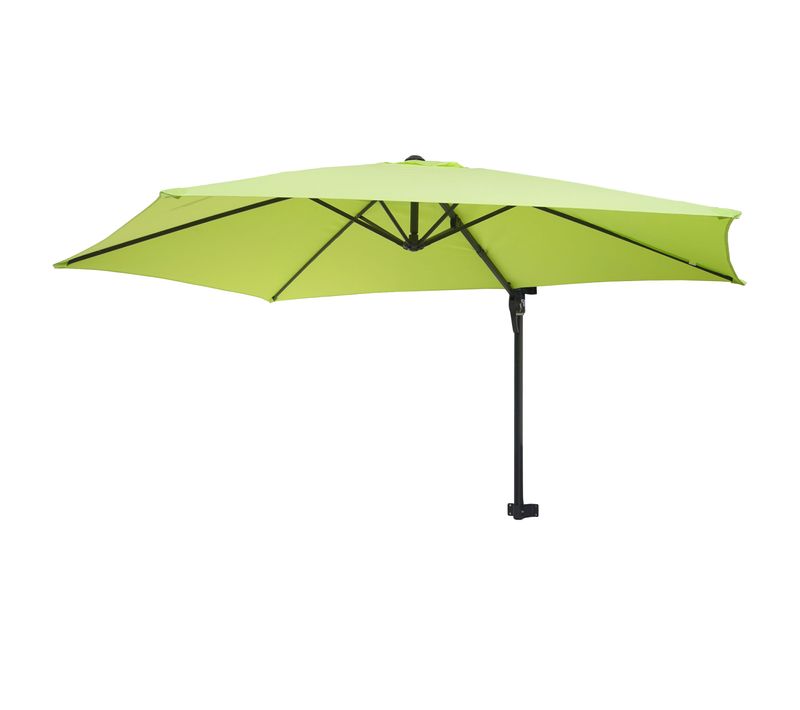 Parasol Mural Casoria, Parasol Déporté Pour Le Balcon, 3m, Inclinable ~ Vert Limon