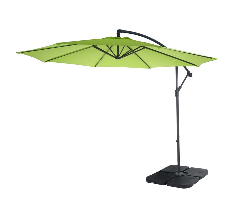 Parasol Déporté Semi-pro Acerra, 3m Inclinable ~ Vert Limon Avec Support