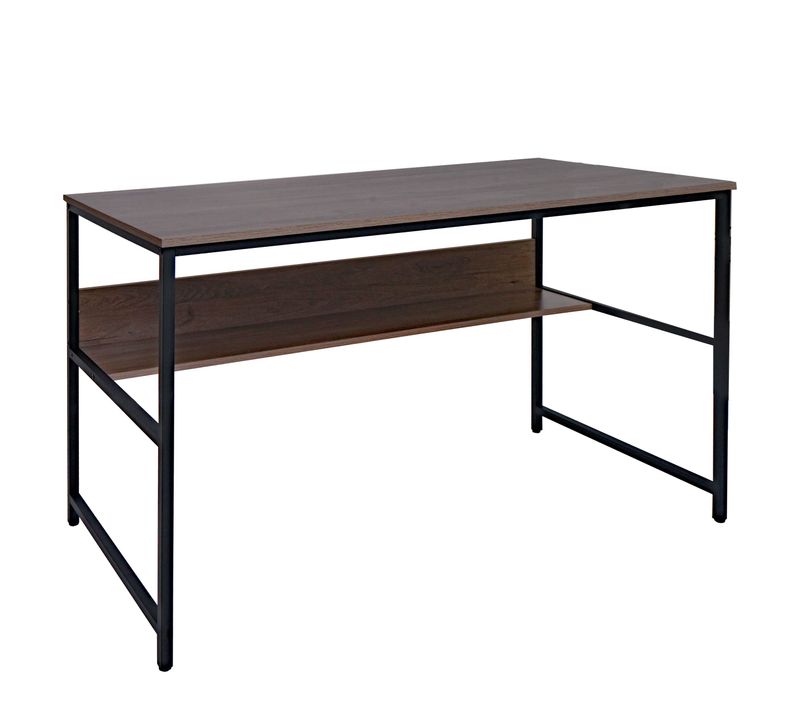 Bureau Hwc-k80 Métal Mdf 120x60cm Gris-brun