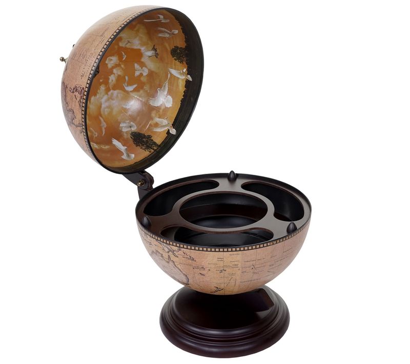 Globe Terrestre, Bar De Table Hwc-t873, Minibar Pour 3 Bouteilles