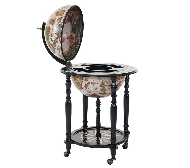 Globe Terrestre, Bar De Salon Hwc-a78, Minibar Roulant, Bois D'eucalyptus