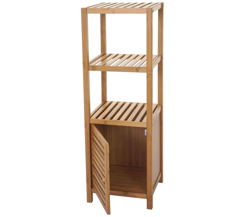 Étagère De Salle De Bains Hwc-b18, Armoire, Commode, Bambou ~ 110x36x34 Cm