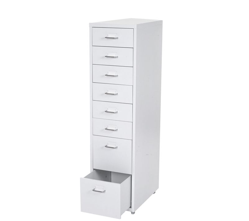 Caisson à Roulettes Boston T85 109x28x44 Cm 8 Tiroirs Blanc