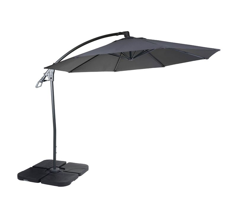 Parasol Déporté De Luxe Hwc-d14, Ø 3m ~ Anthracite Avec Pied