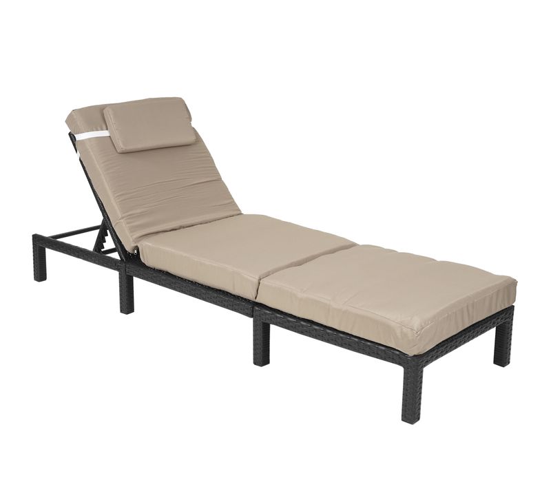 Chaise Longue Hwc-a51, Polyrotin ~ Premium Anthracite, Coussin Crème