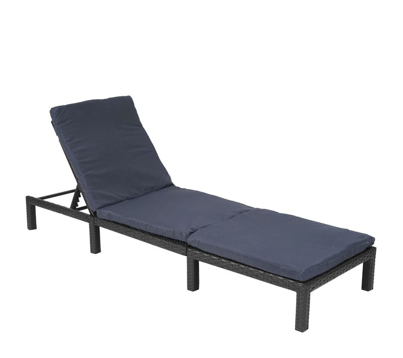 Chaise Longue Hwc-a51, Polyrotin, Transat De Jardin ~ Basic Anthracite, Coussin Gris