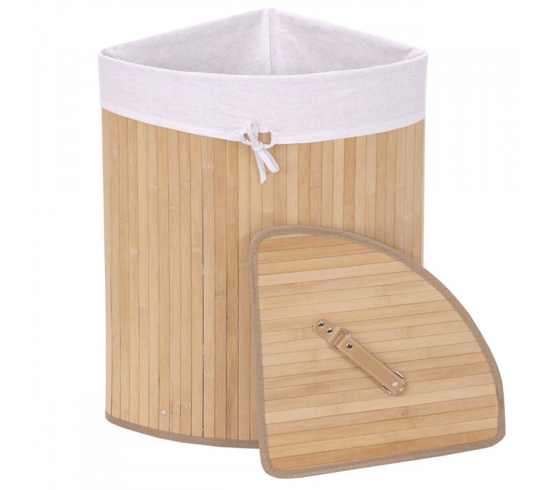 Corbeille à Linge D'angle Hwc-c21, 61x48x35cm, 50l ~ Nature