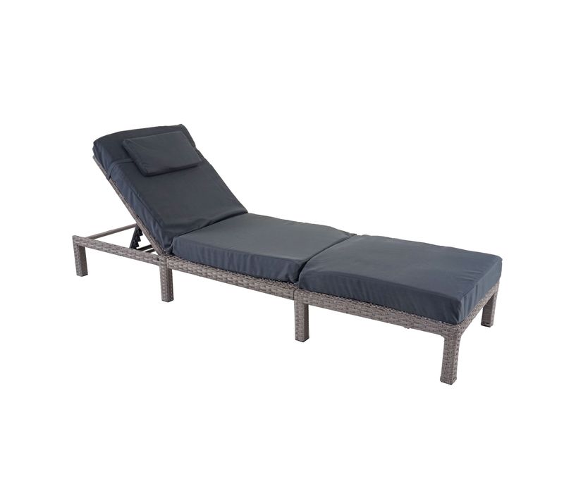 Chaise Longue Hwc-a51, En Polyrotin ~ Premium Gris, Coussin Gris Foncé