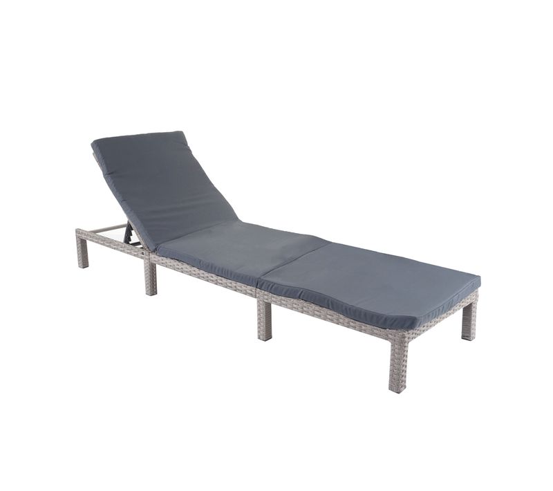 Chaise Longue Hwc-a51, En Polyrotin, Transat ~ Basic Gris, Matelas Gris Foncé