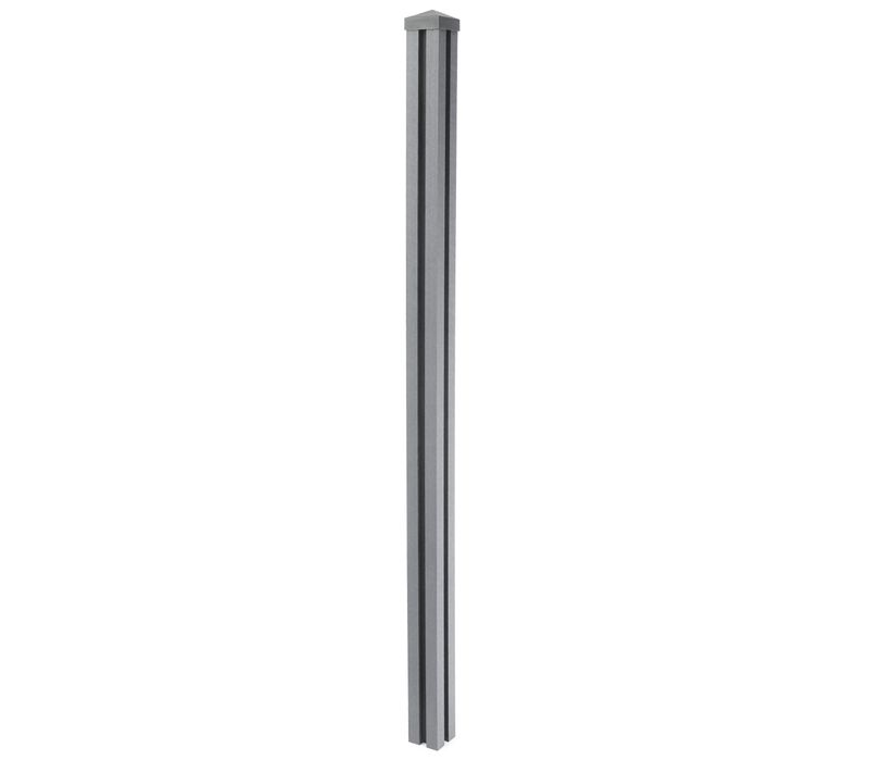 Poteau En Wpc Pour Clôture Sarthe En Wpc Système De Connexion 1,88 Gris
