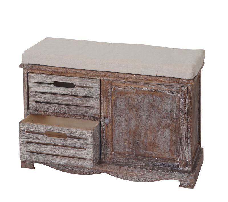 Banquette Hwc-j22 Banc Commode Style Shabby Vintage 49x71x32cm Marron