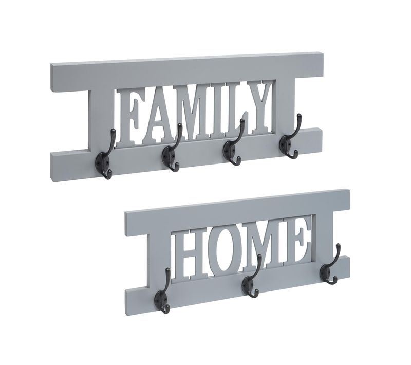 Lot de 2 Patère Set Hwc-c60 Home Et Family Shabby-look Vintage Grau-blau