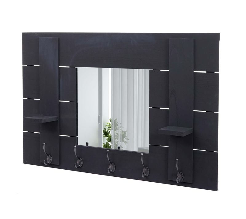 Patère Murale 5 Crochets Hwc-c89 Vintage 90x60cm Gris Foncé