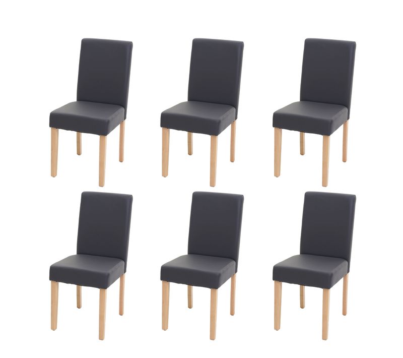 Lot De 6 Chaises De Salle à Manger Littau Similicuir, Gris Mat, Pieds Clairs