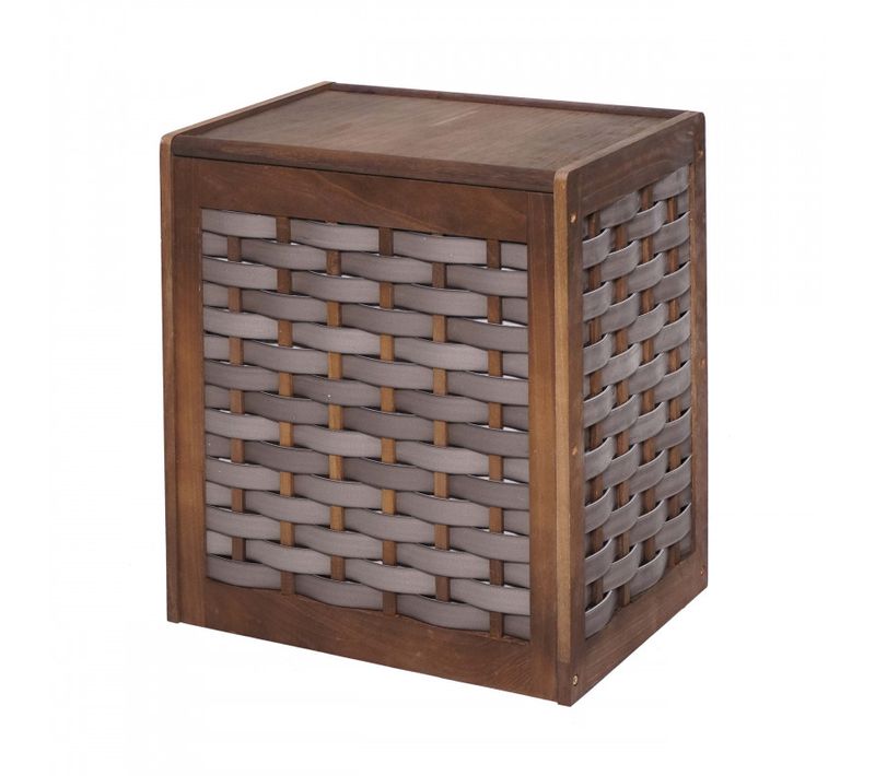 Panier à Linge Hwc-g37 Aspect Shabby Tresse 61x51x35cm Brun