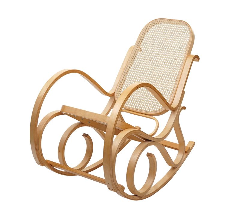 Fauteuil à Bascule M41 Rotin En Bois Massif Aspect Chêne