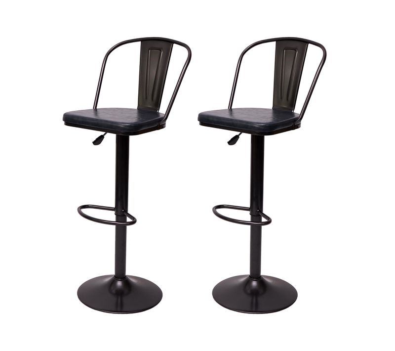 2x Tabouret De Bar Hwc-h10a Industriel Vintage Noir Gris