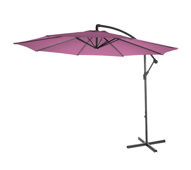 Parasol Acerra Ø 3m Inclinable Polyester Acier 11kg Rouge Lavande Sans Socle