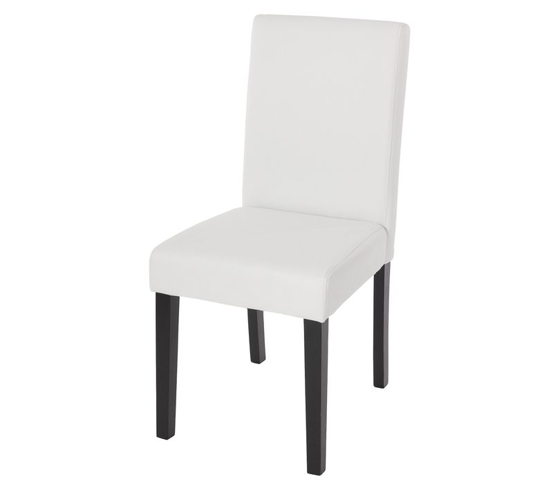 Chaise De Salle à Manger Littau Simili Blanc Mat Pieds Foncés