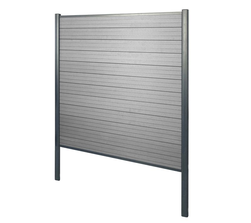 Brise-vue En Wpc Sarthe, Poteaux Aluminium ~ Élément De Base, 190cm Gris