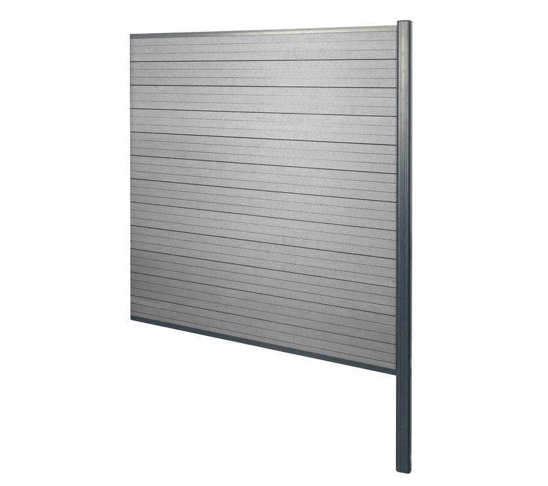 Brise-vue En Wpc Sarthe, Poteaux En Aluminium ~ Elément D'extension, 185cm Gris
