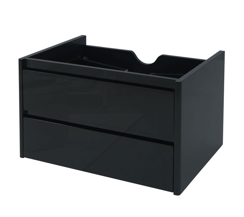 Meuble Sous Lavabo Hwc-b19 Haute Brillance Soft-close 50x80cm Noir