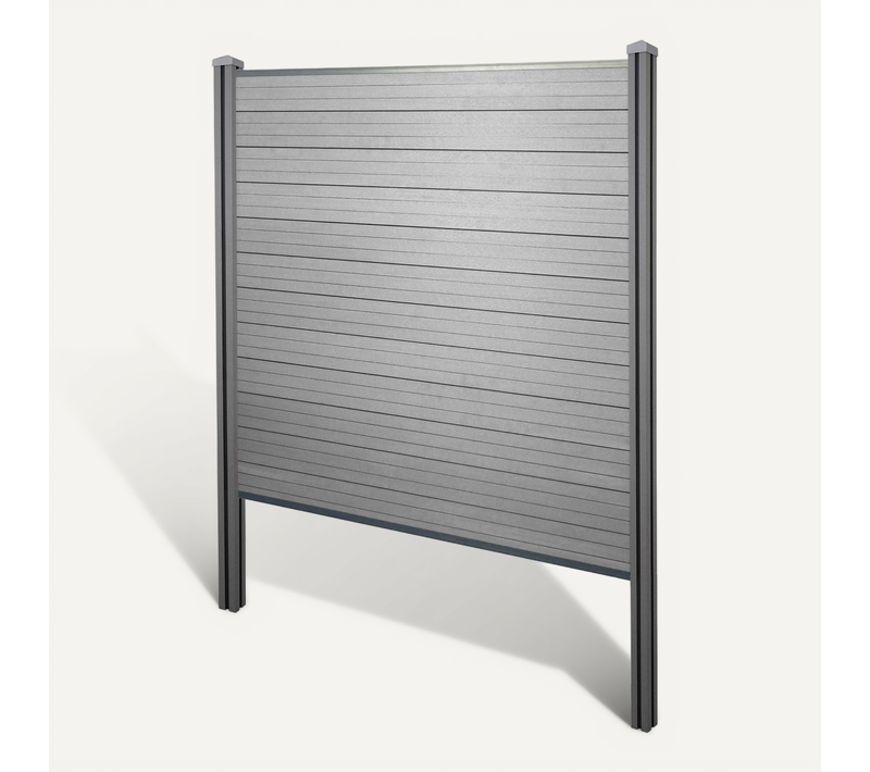 Brise-vue En Wpc Sarthe, Poteaux En Wpc ~ Élément De Base, 195cm Gris