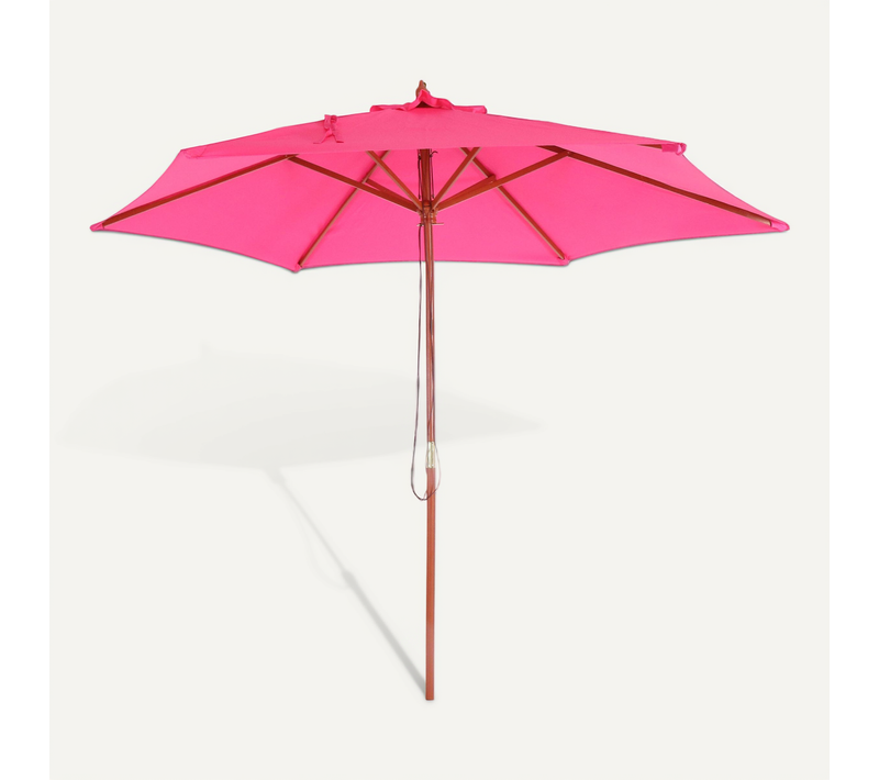 Parasol Florida, Parasol De Jardin Parasol De Marché, D. 3m Polyester/bois ~ Rose