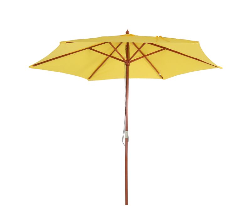 Parasol Florida, Parasol De Jardin Parasol De Marché, Ø 3m Polyester/bois ~ Jaune