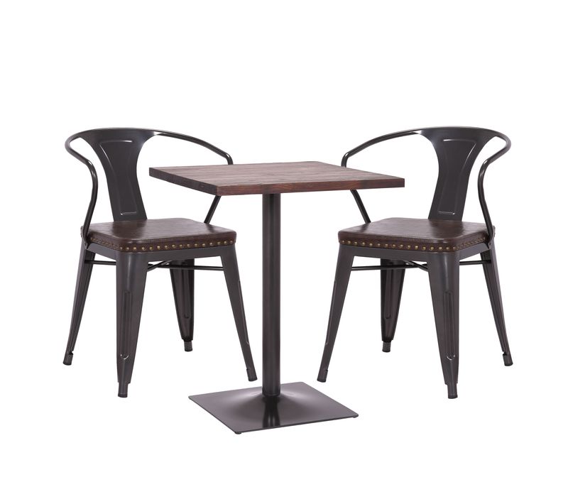 2x Chaise De Salle à Manger Hwc-h10d Noir Brun Table Brun Foncé