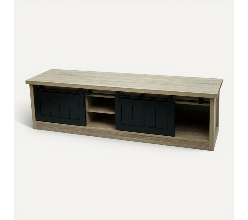 Meuble TV Hwc-k75 Aspect Bois Métal Industriel 43x150x40cm Naturel