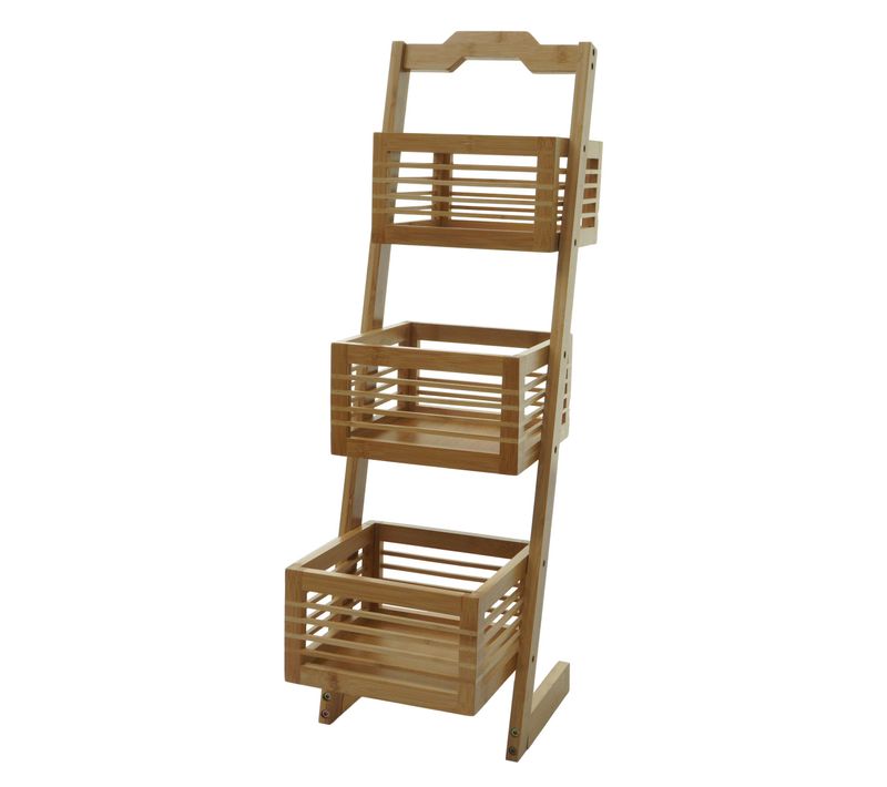 Étagère Hwc-m21 Avec 3 Paniers Bambou 77x23x30cm