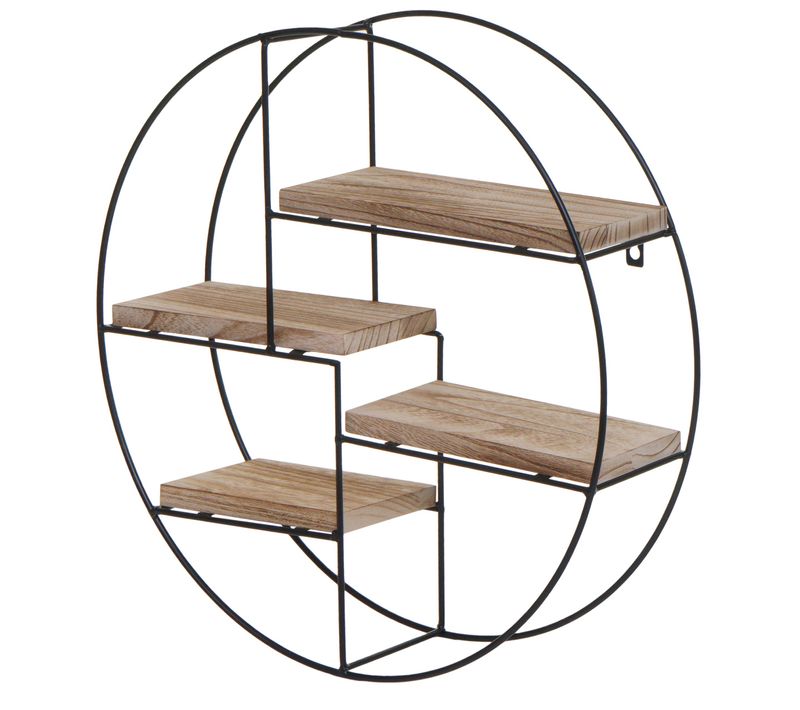 Étagère Murale Hwc-k76 4 Étagères En Métal 45x45x11cm Naturel