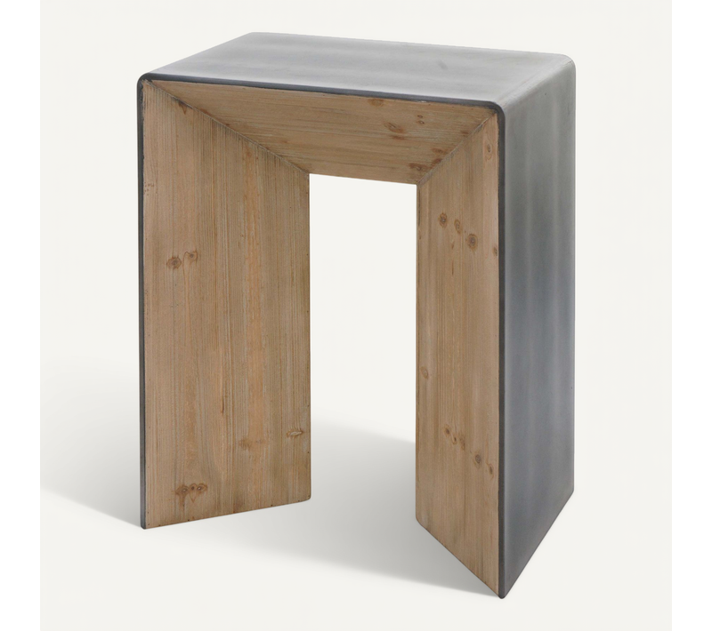 Table Console Hwc-l76 Bois Massif Industriel 80x60x40cm Naturel Avec Aspect Métal