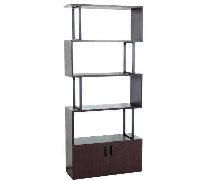 Bibliothèque Hwc-a27 Compartiment De Rangement Avec Porte 183x80cm Brun Foncé