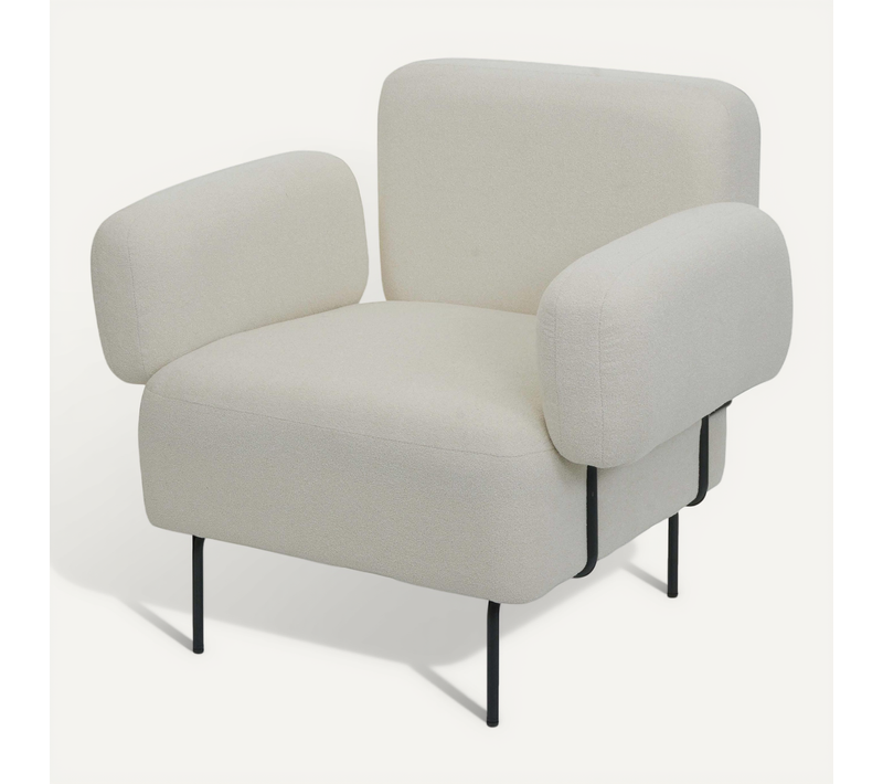 Fauteuil Lounge Hwc-l83 Tissu Textile Métal Blanc